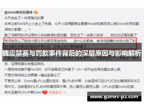 魏震禁赛与罚款事件背后的深层原因与影响解析